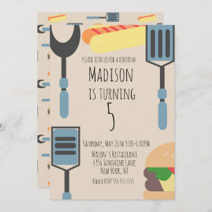 Anuncio Cute Cookout Birday Party Hamburger Hotdog