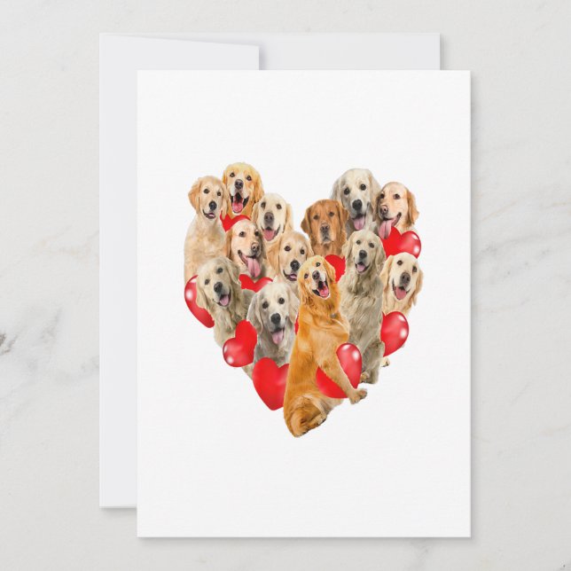 Anuncio Cute Día de San Valentín Golden Retriever Dog Hear (Anverso)
