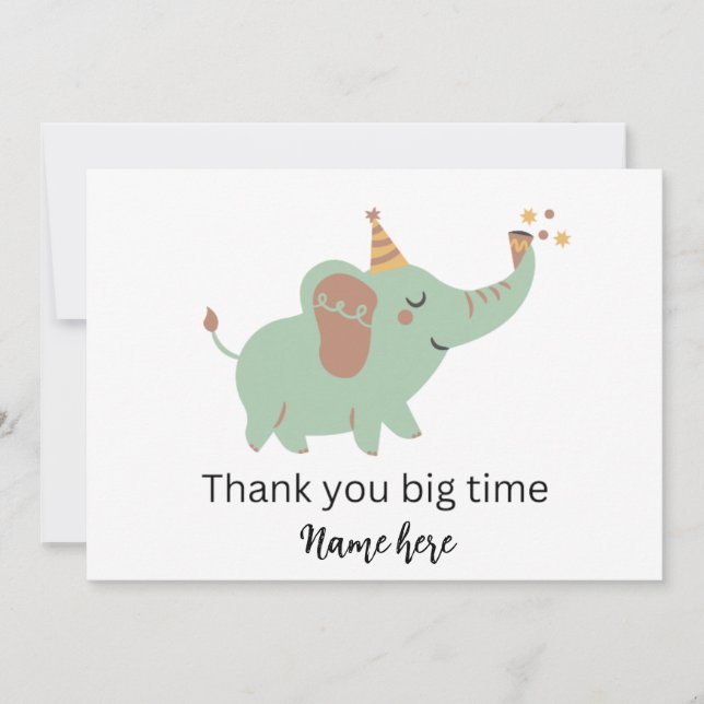 Anuncio Cute Elephant Gracias Tarjeta, Baby Shower Gracias (Anverso)