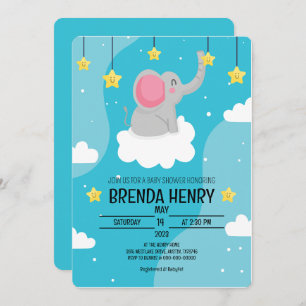 Anuncio Cute Elephant Watercolor Baby Shower