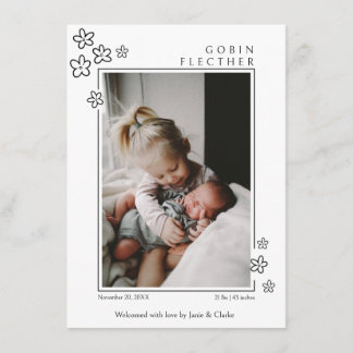 Anuncio Cute Flower Doodle Newborn Photo Birth