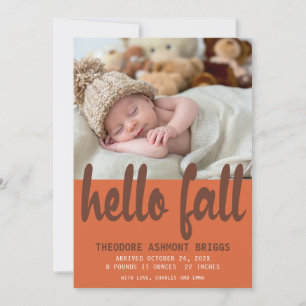 Anuncio Cute Hello Fall Otoño Nacimiento del Bebé Foto