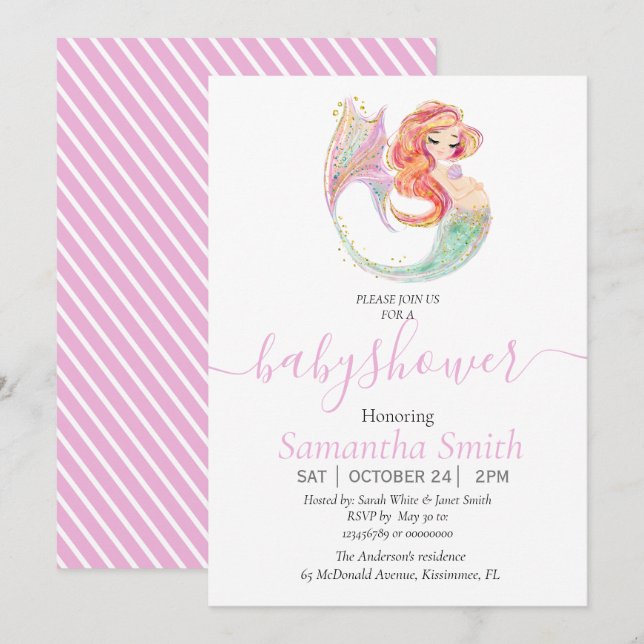 ANUNCIO CUTE MERMAID BABY SHOWER (Anverso / Reverso)