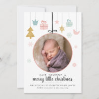Cute Merry Little Christmas Ornament Photo Birth