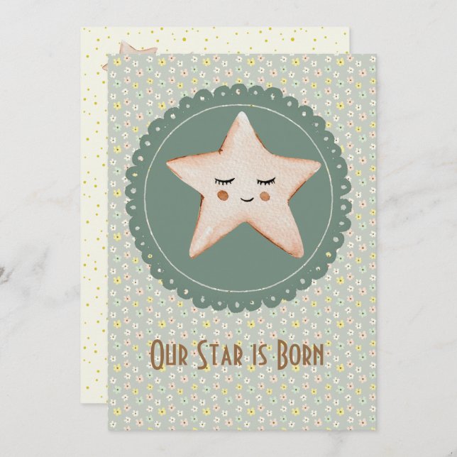 Anuncio Cute nuestra estrella nace niño o Chica (Anverso / Reverso)