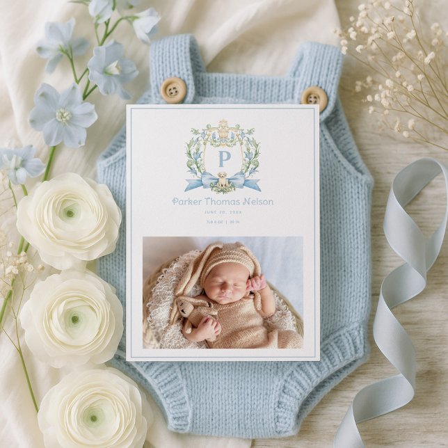 Anuncio Cute Puppy Blue Ribbon Crest | Baby Boy (Subido por el creador)