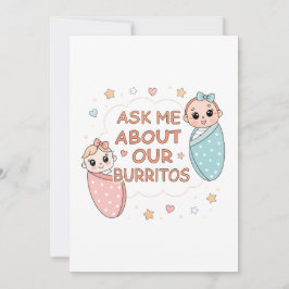 Anuncio Cute Twin Baby Burrito Announcement Illustration
