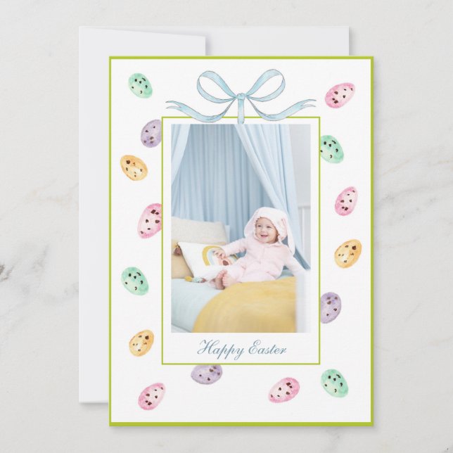 Anuncio Cute Watercolor Easter Egcard con foto (Anverso)