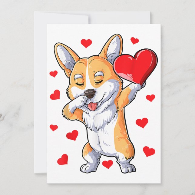 Anuncio Dabbing Corgi Día de San Valentín Niños niños con  (Anverso)
