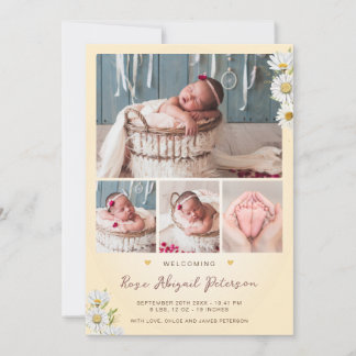 Anuncio Daisy Wildflower da la bienvenida al recién nacido