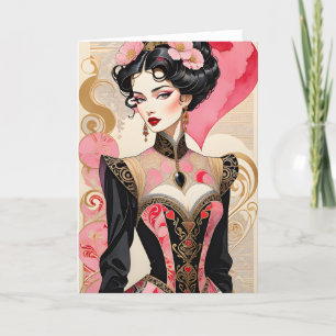 Anuncio Dama de San Valentín en la cortura rosa y negra