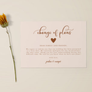 Anuncio de actualización de boda Cambio de planes