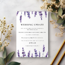Anuncio de actualización de boda de lavanda floral
