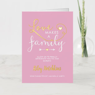 Anuncio de adopción de amor rosa hace una familia