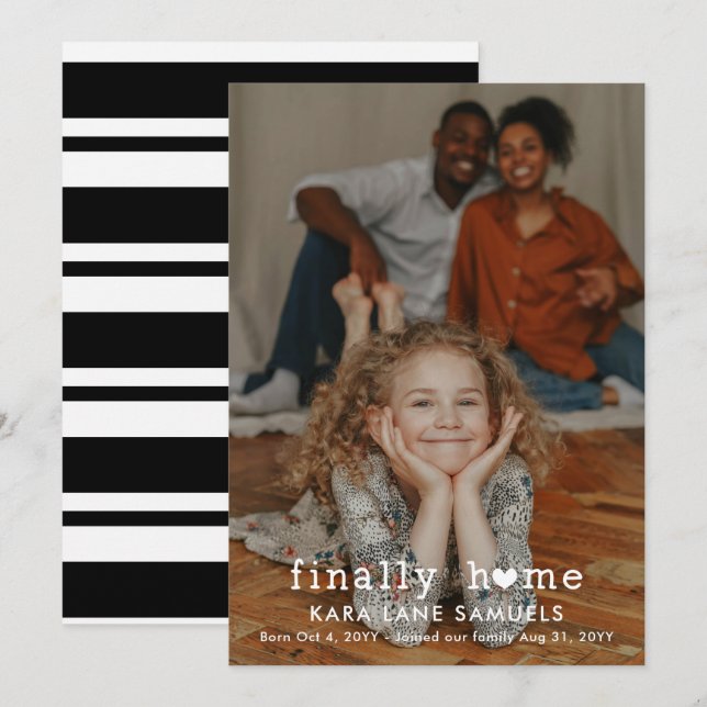 Anuncio de adopción de foto finalmente en casa (Anverso / Reverso)