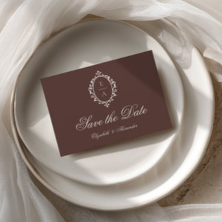 Anuncio de Ahorro de Fecha de Boda Crest Oval Café