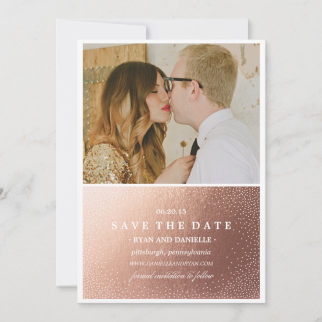 ANUNCIO DE AHORRO DE HOJA DE ORO Save the Date (Anverso)