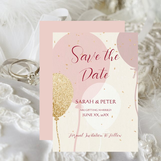 Anuncio de Ahorro para Boda Rosa Dorado (Wedding Save The Date Announcement Pink Gold)