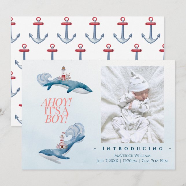 Anuncio de Ahoy Baby Boy Birth (Anverso / Reverso)