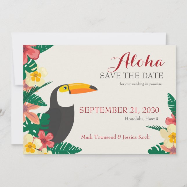Anuncio de Anuncio de Fecha de Boda Tropical (Anverso)