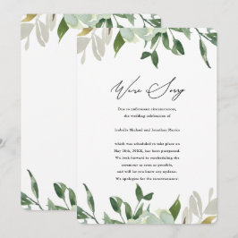 Anuncio de aplazamiento de boda Chic Greenery