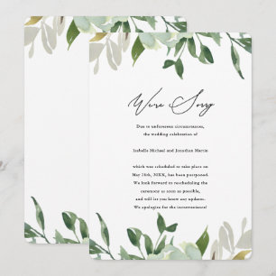 Anuncio de aplazamiento de boda Chic Greenery