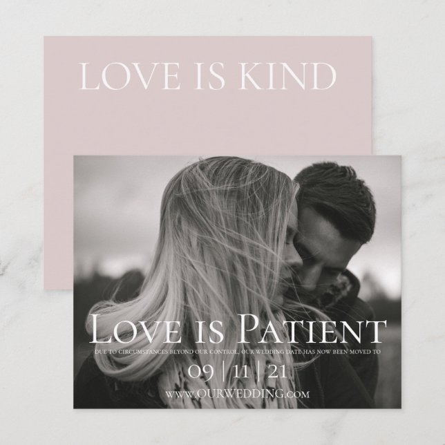 Anuncio de aplazamiento de boda con foto personali (Anverso / Reverso)