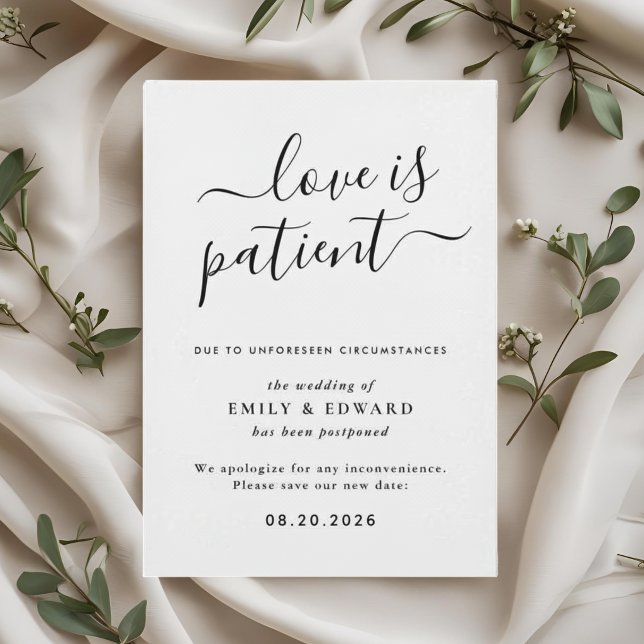 Anuncio de aplazamiento de boda con letra manuscri (Subido por el creador)