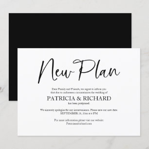 Anuncio de aplazamiento de boda con nuevo plan