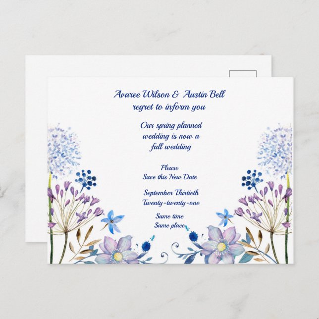 Anuncio de aplazamiento de boda de primavera a oto (Anverso / Reverso)
