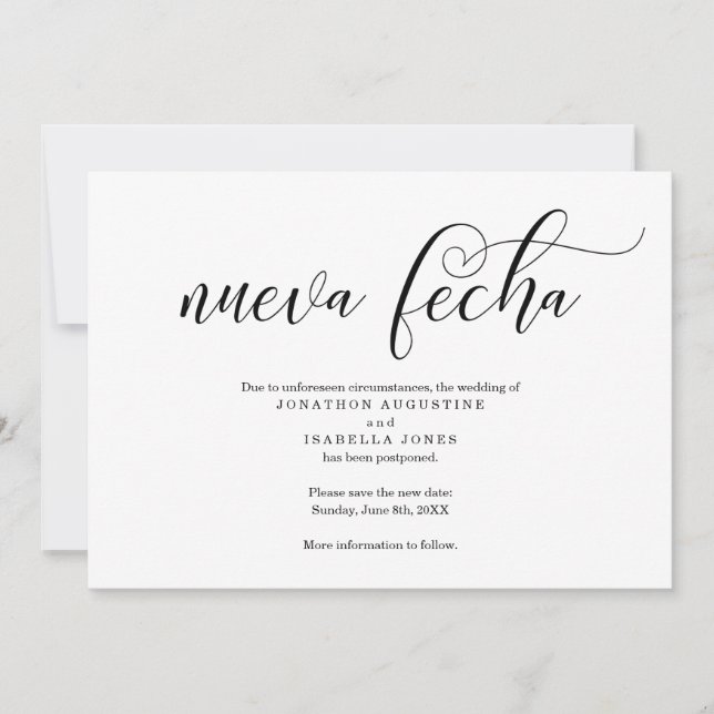 Anuncio de aplazamiento de boda española (Anverso)