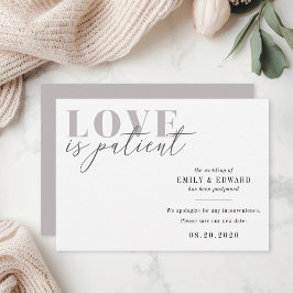 Anuncio de aplazamiento de boda Love is Patient