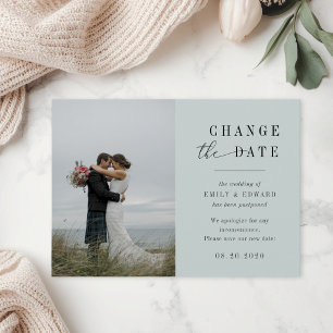 Anuncio de aplazamiento de boda Modern Sage