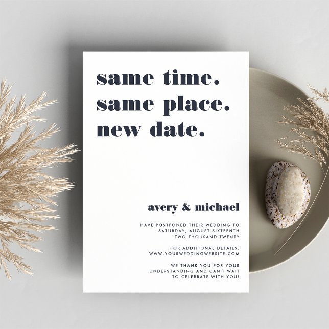 Anuncio de aplazamiento de boda moderna | Marina (Subido por el creador)