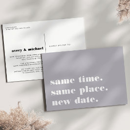 Anuncio de aplazamiento de boda moderno gris