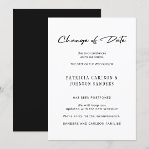 Anuncio de aplazamiento de boda por cambio de fech