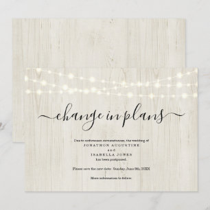 Anuncio de aplazamiento de boda rústica