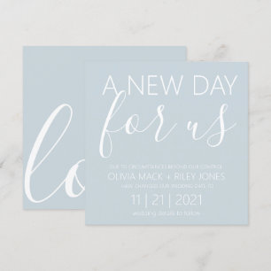 Anuncio de aplazamiento de la boda del nuevo día d
