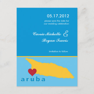 Anuncio de Aruba para guardar la fecha de la boda