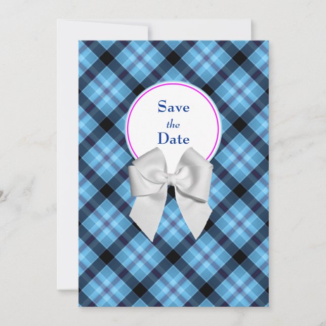 Anuncio de Aviso de Boda Azul (Anverso)