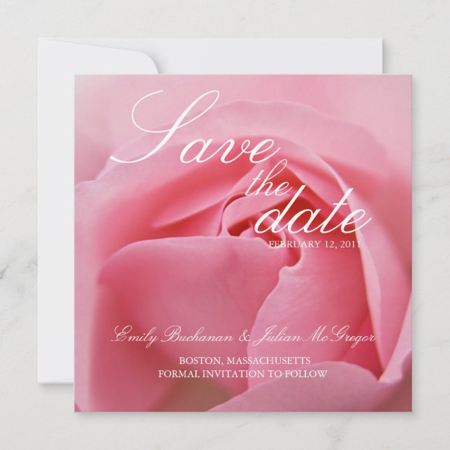 Anuncio de Aviso de Fecha de Anuncio de Rosa Rosa (Anverso)