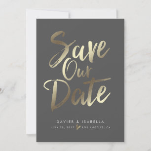 Anuncio de aviso de fecha de boda con letra manusc