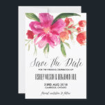 Anuncio de Aviso de Fecha de HotPink Acuarela Posy<br><div class="desc">Anuncio de aviso de fecha personalizable que teme a la acuarela de posy rosa caliente y coral. Esta es una parte de un conjunto de boda,  hay artículos coincidentes disponibles.</div>