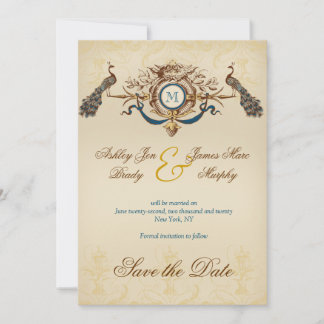 Anuncio de Aviso de Fecha de Peacock Romántico