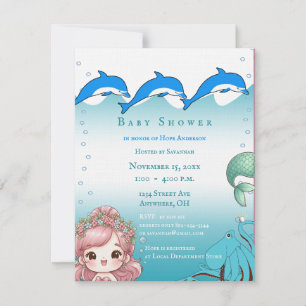 Anuncio de Baby Shower Bajo el Mar Niña