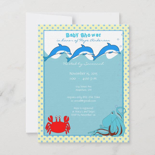 Anuncio de Baby Shower Bajo el Mar para Niño (Anverso)