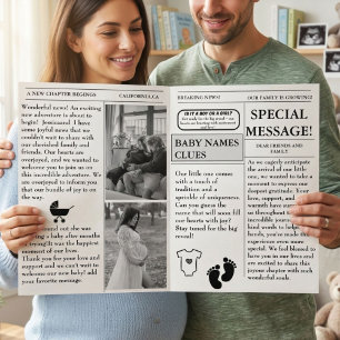 Anuncio de baby shower de embarazo en periódico