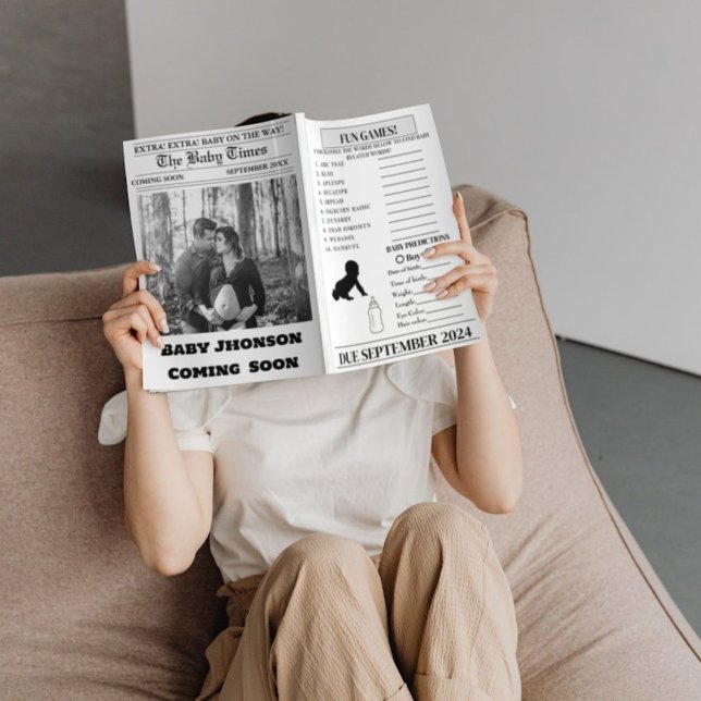 Anuncio de baby shower de embarazo en periódico (Subido por el creador)