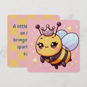 Anuncio de baby shower de la reina abeja linda y c