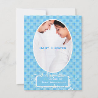 Anuncio de Baby Shower Niño Foto Puntos Azules Pok